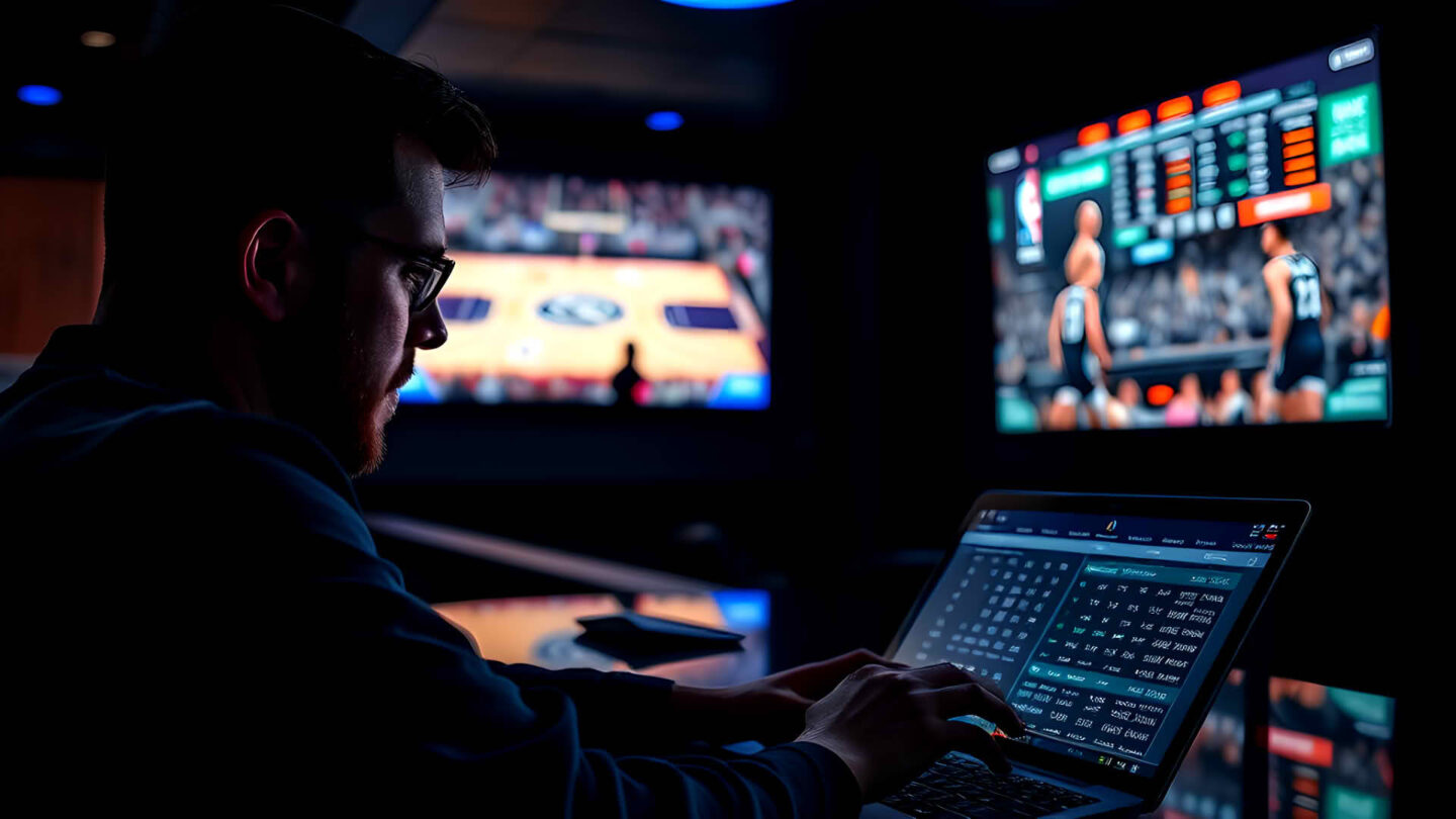 Ein Spieler beim Anwenden einer durchdachten Basketball Wetten Strategie