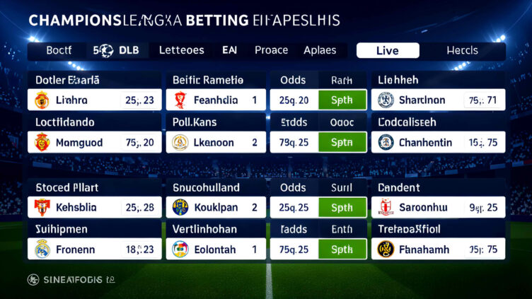 wettmarkt Screenshot des Wettmarkts mit mehreren Teams, Quoten und dem ‚Live‘‑Indikator.